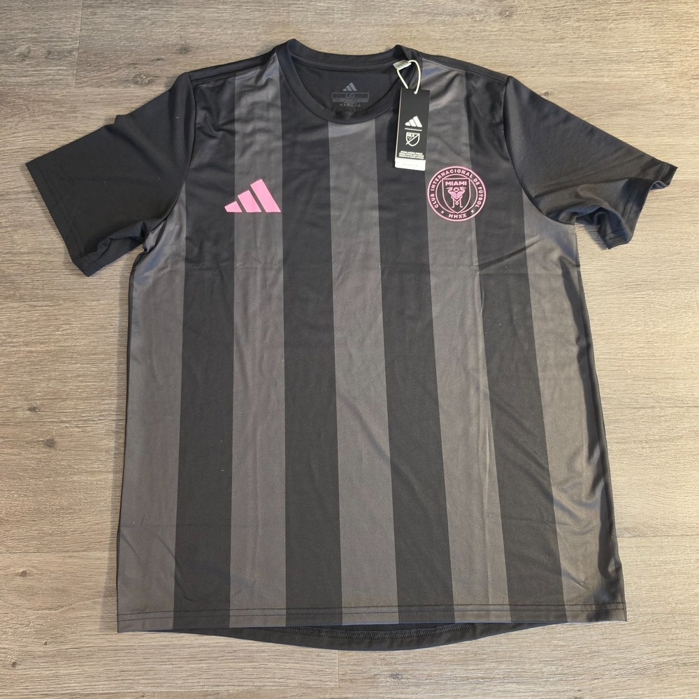 New Men's L Adidas Inter Miami CF Messi #10 2024 Away Black Stripe Jersey Rare